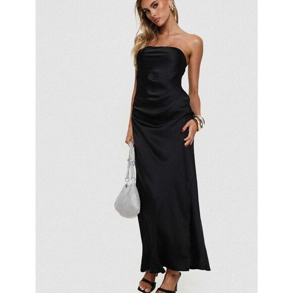 Princess Polly MARLISA STRAPLESS MAXI DRESS BLACK Nwot Size 4 - Picture 9 of 9
